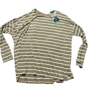 NWT GAP Tan and White Striped Top Basics Classic Capsule Layering Size XL